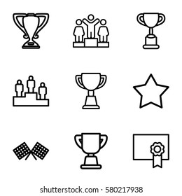winner vector icons. Set of 9 winner outline icons such as Star, ranking, trophy, diploma