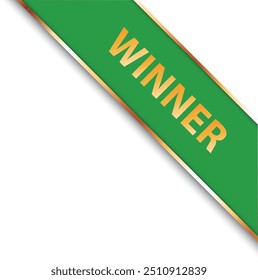 WINNER - vector illustration of green corner ribbon banner
