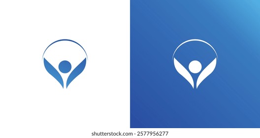 Winner vector logo design. Sporty man concept icon
