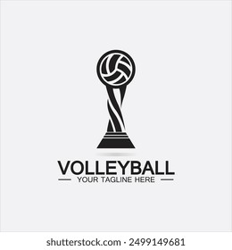 Winner Volleyball Championship Trophy Logo Design vector icon template. Volleyball trophy for winner award