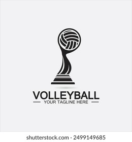 Winner Volleyball Championship Trophy Logo Design vector icon template. Volleyball trophy for winner award