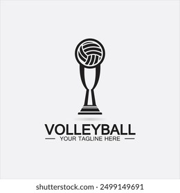 Winner Volleyball Championship Trophy Logo Design vector icon template. Volleyball trophy for winner award