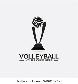 Winner Volleyball Championship Trophy Logo Design vector icon template. Volleyball trophy for winner award