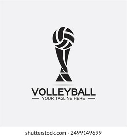 Winner Volleyball Championship Trophy Logo Design vector icon template. Volleyball trophy for winner award