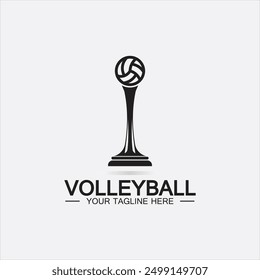 Winner Volleyball Championship Trophy Logo Design vector icon template. Volleyball trophy for winner award