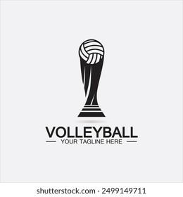 Winner Volleyball Championship Trophy Logo Design vector icon template. Volleyball trophy for winner award