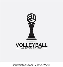 Winner Volleyball Championship Trophy Logo Design vector icon template. Volleyball trophy for winner award