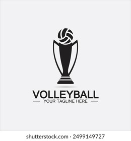 Winner Volleyball Championship Trophy Logo Design vector icon template. Volleyball trophy for winner award