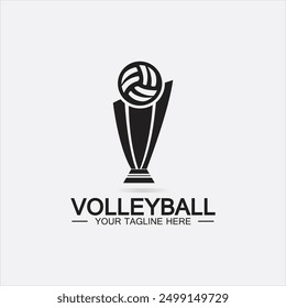 Winner Volleyball Championship Trophy Logo Design vector icon template. Volleyball trophy for winner award