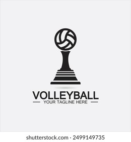 Winner Volleyball Championship Trophy Logo Design vector icon template. Volleyball trophy for winner award
