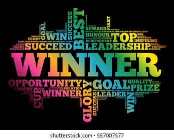 WINNER word cloud collage, business concept background