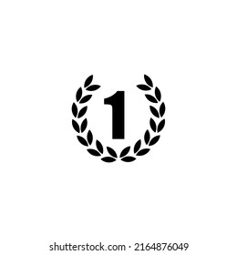 Gewinner, Kranz mit 1, Vektorsymbol