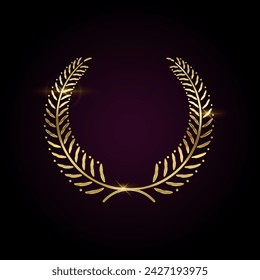 Winner wreath of laurel branches realistic vector illustration. Premium award for best participant 3d model on dark background. VIP service