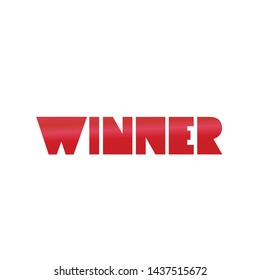 Winner-handwritten inscription. Victory success red gradient letters isolated on white background. Motivational text. Greetings for logotype, badge, icon, card, postcard, logo banner, tag.Vector EPS10