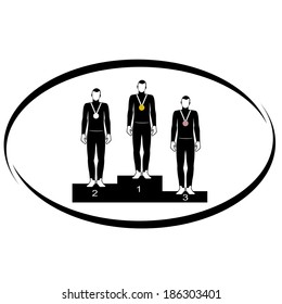 Winners of athletic competition on a pedestal. Illustration on white background. The winners of sporting events on a pedestal. Illustration on white background.