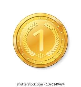 Winner's badge, first place.Medal.