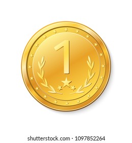 Winner's badge, first place.Medal.