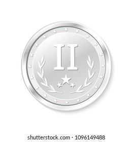 Winner's badge, second place.Medal.
