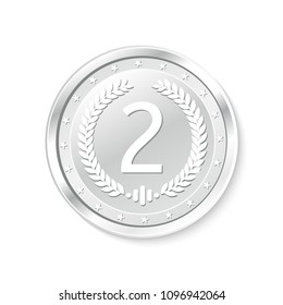 Winner's badge, second place.Medal.