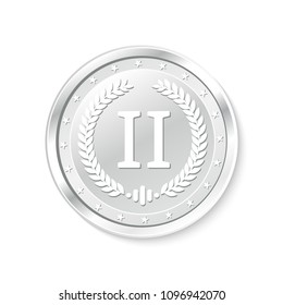 Winner's badge, second place.Medal.