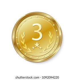 Winner's badge, third place.Medal.