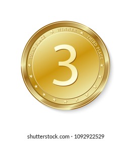 Winner's badge, third place.Medal.