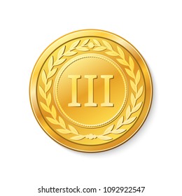 Winner's badge, third place.Medal.
