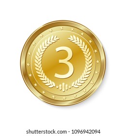 Winner's badge, third place.Medal.