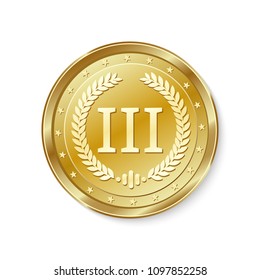 Winner's badge, third place.Medal.