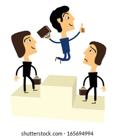 winners businessman stand on a podium. Vector