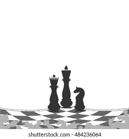 The winners in chess. End of the game. Vector illustration