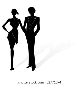 Winners competitions on Ball Dances vector silhouettes