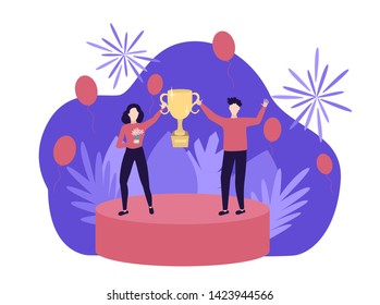 Winners concept illustration. Vector success illustration