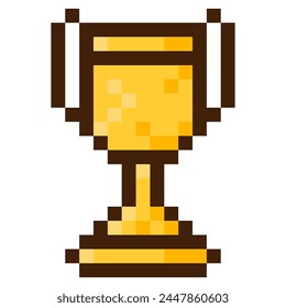Copa del Ganador para juegos de 8 bits. Icono de Vector en estilo pixel art