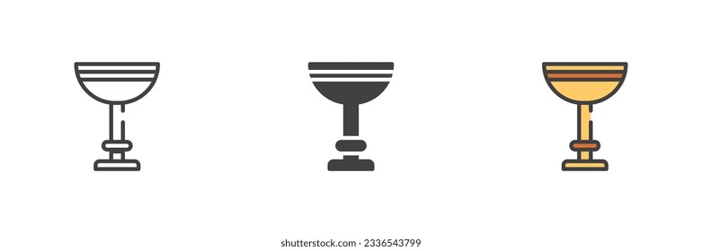 Winners cup different style icon set. Line, glyph and filled outline colorful version, outline and filled vector sign. Symbol, logo illustration. Vector graphics