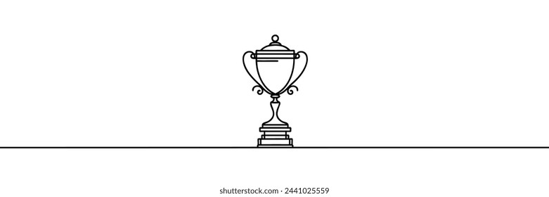 The winner's cup is drawn in one continuous line. Vector illustration.
