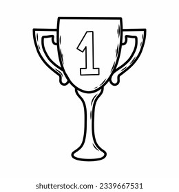 Winners Cup. First place. Vector doodle illustration.