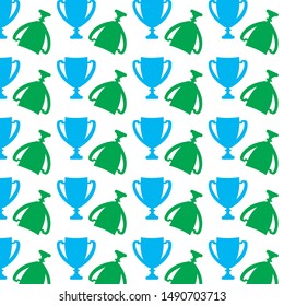 winners cup in flat design style. Seamless pattern. Champion cups and trophies template. 