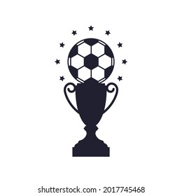 the winner's cup in football. black icon on a white background. vector illustration.