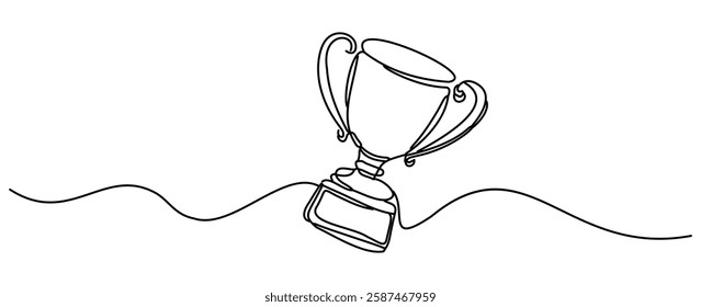 The Winner's Cup icon is designed with a continuous hat drawing. This award trophy has an iconic case celebrating the championship with a scribble error and linear drawing.