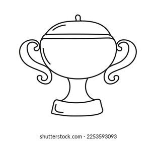 Vector de icono de copa ganadora en estilo doodle. Icono de primer lugar. Copa de Campeón al estilo de doodle. Premios, tazas de trofeo, estrellas. Ganador, campeón.