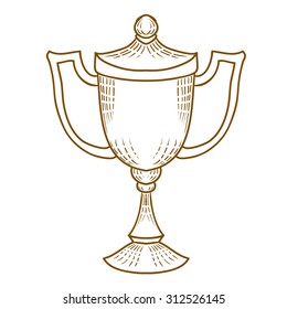 Winners cup isolated on white. Hand drawn vector illustration.