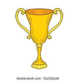Winners cup isolated on white. Hand drawn vector illustration.