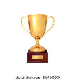 The winner's cup. Realistic gold cup isolated on a white background. Vector illustration