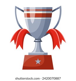 Copa de ganadores, premio de plata para segundo puesto. Trofeo de campeones, goblet de plata. Segundo ícono de premio. Breve copa de campeonato para campeonatos. Símbolo de victoria en un evento deportivo, competencia.