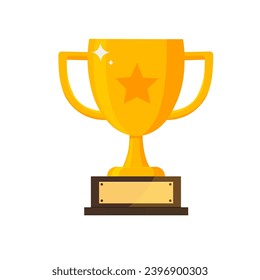 The winner's cup is tall and elegant, made of shiny metal or glass. It has a smooth surface and a recognizable shape, with protruding handles on the sides.