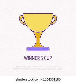 Winner's cup thin line icon. Trophy for sport champion. Modern vector illustration.