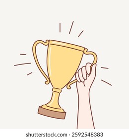 Winner's Cup. Vector illustration in cartoon style.