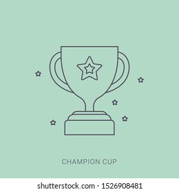Winners cup. Vector illustration in green background