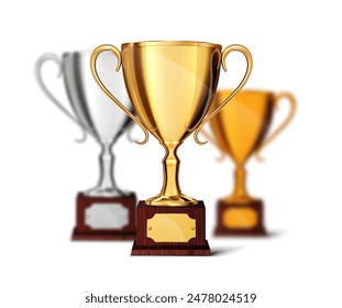 Vasos de los ganadores sobre fondo blanco. Ilustración vectorial